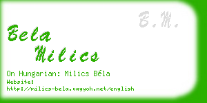 bela milics business card